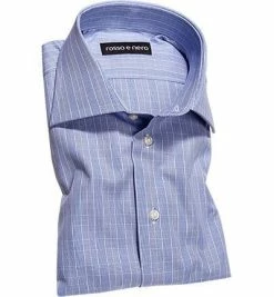 Bester Verkauf 🌟 rosso e nero Hemd P/03 Slim Fit, Popeline, Blau-weiß, Blau 🌟