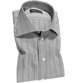 Schlussverkauf 🔥 rosso e nero Hemd P/06 Slim Fit, Popeline, Schwarz-weiß, Schwarz 👏