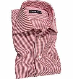 Aktion 🌟 rosso e nero Hemd P19/04 Slim Fit, Popeline, Rot-weiß, Rot 🥰