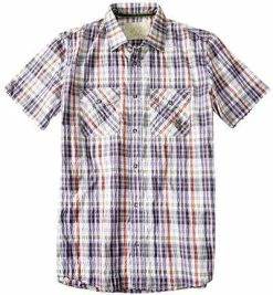 Coupon 💯 Fire + Ice Hemd Estefan 5418/4544/406 Kurzarmhemd, Popeline, Blau kariert, Navy-grün-rot 🔥