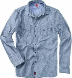 Auslauf 🎉 Strellson Sportswear Pluto-W 1400401/14001057/422 Hemd Slim Fit, Baumwollflanell, Blau, Blau meliert 👍