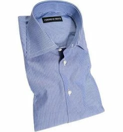 Rabatt 🛒 rosso e nero Hemd 107/01 Slim Fit, Popeline, Weiß-blau gestreift, Weiß-blau 🥰