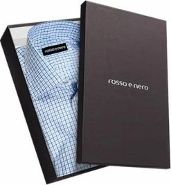 Blitzangebot ❤️ rosso e nero Hemd 75/01 Slim Fit, Popeline, Blau-weiß kariert, Blau-weiß ✔️ -Hemden Verkaufsgeschäft 181507 norm3