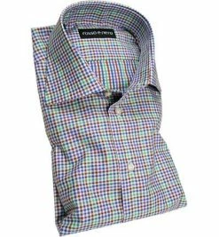 Neu ⌛ rosso e nero Hemd 11/0 Slim Fit, Baumwolle, Blau-grün kariert, Blau-grün 🎁