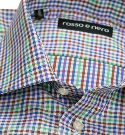 Neu ⌛ rosso e nero Hemd 11/0 Slim Fit, Baumwolle, Blau-grün kariert, Blau-grün 🎁 2 Neu ⌛ rosso e nero Hemd 11/0 Slim Fit, Baumwolle, Blau-grün kariert, Blau-grün 🎁 – Bild 2