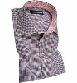 Angebote 👍 rosso e nero Hemd 1105/04 Slim Fit, Popeline, Blau-rotbraun kariert, Blau-rotbraun 👏