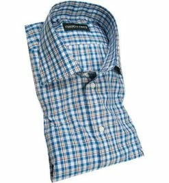 Bester Verkauf ⌛ rosso e nero Hemd 115/04 Slim Fit, Popeline, Blau-weiß kariert, Blau-weiß 💯