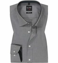 Auslauf 😀 OLYMP Hemd Level Five Body Fit 2005/64/68 Baumwoll-Stretch, Graphit meliert, Schwarz 👏