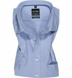 Bestpreis 👏 OLYMP Hemd Luxor Modern Fit 3390/12/11 Kurzarmhemd, Popeline, Bleu-weiß kariert, Bleu 🧨