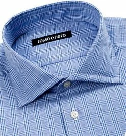 Bestpreis 🧨 rosso e nero Hemd Super Twill 496/4 Slim Fit, Popeline, Hellblau-weiß kariert, Blau 😀 -Hemden Verkaufsgeschäft 217227 norm2