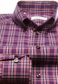 Rabatt 😍 ETON Slim Fit B.D. 2479/53511/75 Hemd, Popeline, Purpur-marine kariert, Lila 🌟