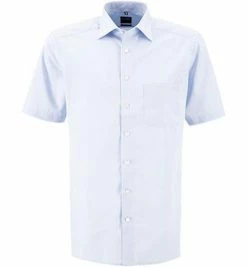 Neu 🌟 OLYMP Hemd Luxor Modern Fit 0304/12/11 Kurzarmhemd, Chambray, Hellblau, Bleu 💯