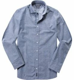 Aktion 👏 Marc O'Polo Hemd 621/1652/42236/G07 Shaped Fit, Baumwolle, Blau gemustert, Indigo 🧨