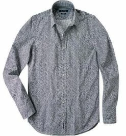 Auslauf 🌟 Marc O'Polo Hemd 623/1818/42072/L86 Shaped Fit, Baumwolle, Dunkelblau-weiß gemustert, Combo ✨