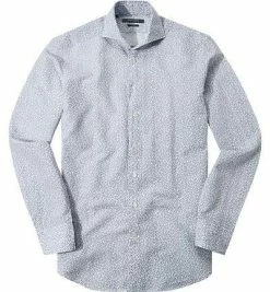 Aktion 😀 RENÉ LEZARD Hemd 62/07/X623W/2482/546 Shaped Fit, Baumwolle-Leinen, Bleu gemustert, Royal blue 🧨