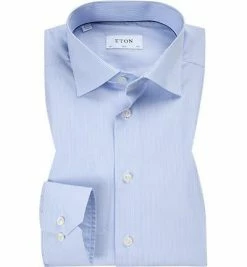 Bester Verkauf 👍 ETON Slim Fit Kent 2527/79511/23 Hemd, Popeline, Hellblau-weiß gestreift, Hellblau 😀