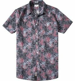 Rabatt 😉 Pepe 👖 Jeans Hemd Sanderiana PM302175/571 Kurzarmhemd, Regular Fit, Popeline, Grau-rosenhoz gemustert, Scout blue 🌟