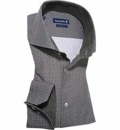Am billigsten 👏 Jacques Britt Hemd Stefano Mix 768280/36 Slim Fit, Popeline, Schlifgrün-schwarz gemustert, Grau-schwarz ❤️
