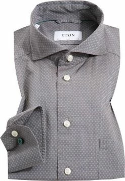 Neu 😍 ETON Slim Fit Hai 0387/76548/ Hemd, Twill, Taupe gemustert, Taupe 😍
