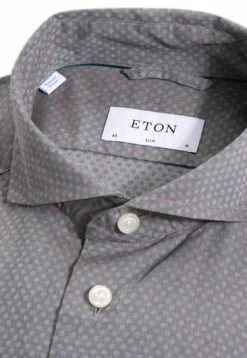 Neu 😍 ETON Slim Fit Hai 0387/76548/ Hemd, Twill, Taupe gemustert, Taupe 😍 -Hemden Verkaufsgeschäft 251840 norm3