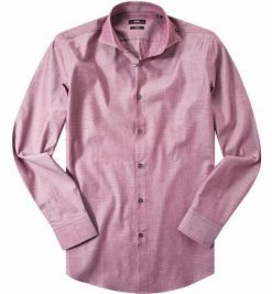 Am billigsten 😉 HUGO BOSS Hemd Jason 50322542/611 Slim Fit, Baumwolle, Bordeaux-weiß meliert, Medium red 👏