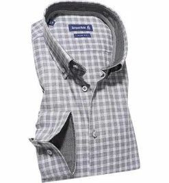Coupon ⌛ Jacques Britt Hemd Mix Rib. 768620/14 Slim Fit, Oxford, Grau-hellgrau kariert, Grau 😀