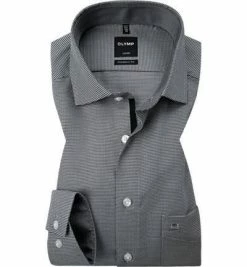 Budget 😍 OLYMP Hemd Luxor Modern Fit 0424/64/68 Baumwolle, Grau meliert, Schwarz 😀