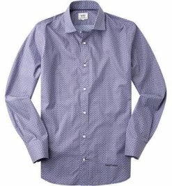 Auslauf 😍 Henry Cotton's Hemd Kent 5015750/26454/797 Popeline, Saphirblau-hellbraun gemustert, Blau 🛒