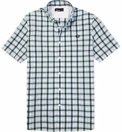 Besorgen 😀 Fred Perry Hemd B.D. M1583/520 Kurzarmhemd, Baumwolle, Hellblau-grün kariert, Glacier 💯