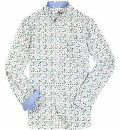 Rabatt 😍 Lucky de Luca Hemd Santo 31515/1 Popeline, Weiß-grün gemustert, Palm print 🔥