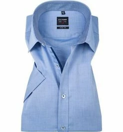 Coupon 😉 OLYMP Hemd Level Five Body Fit 0463/12/19 Kurzarmhemd, Baumwoll-Stretch, Hellblau meliert, Royal 🧨