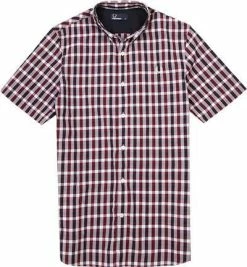 Besorgen 🛒 Fred Perry Hemd B.D. M1583/D60 Kurzarmhemd, Baumwolle, Rot-schwarz kariert, Rosewood 👍