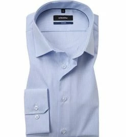 Brandneu 🔥 Seidensticker Tailored Kent 246670/11 Hemd, Tailored Fit, Popeline, Bleu-weiß gestreift, Hellblau 😀