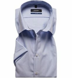 Bester Verkauf ✨ Seidensticker Tailored Kent 246239/12 Kurzarmhemd, Tailored Fit, Fil á Fil, Hellblau meliert, Hellblau 💯