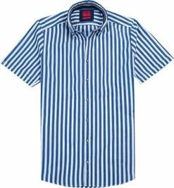 Brandneu 🎁 OLYMP Hemd Level Five Casual Body Fit3072/72/15 Kurzarmhemd, Popeline, Blau-weiß gestreift, Blau 😀