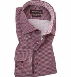 Bester Verkauf 💯 Jacques Britt Hemd Ben Mix EL 835291/46 Custom Fit, Popeline, Extra langer Arm, Barolo gemustert, Dunkelrot 🔥