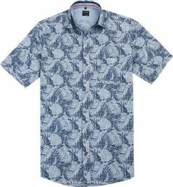 Billig 😉 OLYMP Hemd Casual Modern Fit 4092/72/18 Kurzarmhemd, Popeline, 👖 Jeansblau gemustert, Marine ❤️