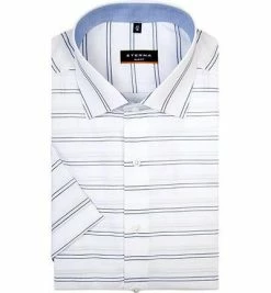 Schlussverkauf 🎁 ETERNA slim fit 8632/G140/15 Kurzarmhemd, Baumwolle, Weiß-blau gestreift, Weiß-blau 👍