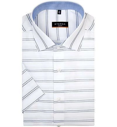 Schlussverkauf 🎁 ETERNA slim fit 8632/G140/15 Kurzarmhemd, Baumwolle, Weiß-blau gestreift, Weiß-blau 👍 1 Schlussverkauf 🎁 ETERNA slim fit 8632/G140/15 Kurzarmhemd, Baumwolle, Weiß-blau gestreift, Weiß-blau 👍