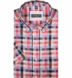 Angebote 🔥 ETERNA slim fit 8640/G283/52 Kurzarmhemd, Twill, Pink kariert, Rosa kariert 👏