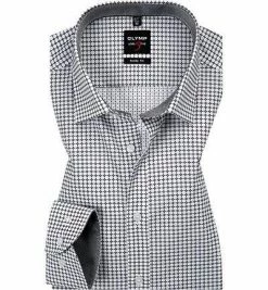 Großhandel 🤩 OLYMP Hemd Level Five Body Fit EL 2038/89/68 Popeline, Extra langer Arm, Schwarz-weiß gemustert, Schwarz 🌟