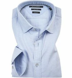 Am billigsten 👍 Marc O'Polo Hemd 730/7377/42312/P86 Shaped Fit, Popeline, Bleu kariert, Hellblau 😀