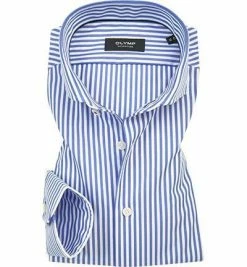 Bester Verkauf 🌟 OLYMP Signature Hai EL 8536/89/11 Hemd, Tailored Fit, Popeline, Extra langer Arm, Azurblau-weiß gestreift, Bleu 😍