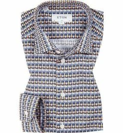 Top 10 ✨ ETON Slim Fit Kent 2669/79511/29 Hemd, Baumwolle, Rauchblau-orange, Blau-gelb 💯