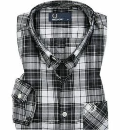 Auslauf ✨ Fred Perry Hemd M3541/102 Popeline, Schwarz kariert, Black 🎉