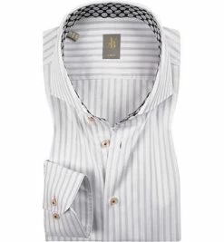 Blitzangebot 🤩 Jacques Britt Hemd Roma MIx 364010/30 Slim Fit, Twill, Grau-weiß gestreift, Grau 🔥