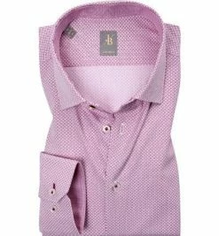 Neu 😍 Jacques Britt Hemd Como Mix 334070/42 Custom Fit, Popeline, Weiß-fuchsia gemustert, Rot 👍