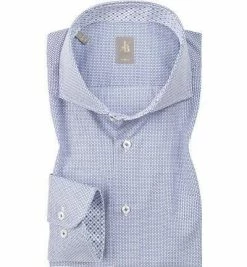 Coupon 😀 Jacques Britt Hemd Roma Mix 364330/14 Slim Fit, Popeline, Blau gemustert, Weißblau 💯