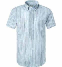 Budget ⭐ Wrangler Hemd saphire blue W5944NQBT Kurzarmhemd, Slim Fit, Baumwolle, Blau-weiß gestreift 👍