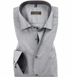 Coupon 🔥 ETERNA slim fit 8888/F140/32 Hemd, Baumwolle, Stahlgrau meliert, Grau 👏